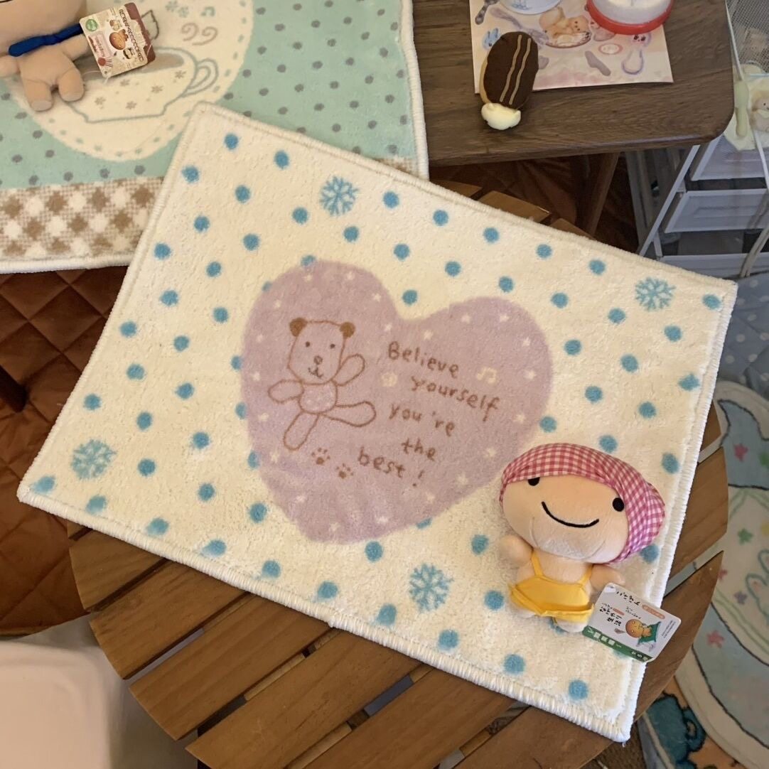 ins波点小熊可爱印花仿羊绒客厅卧室少女心地毯温柔小垫子装饰,居家布艺,床边毯,淘宝优惠券,粉丝福利购,淘宝优惠卷