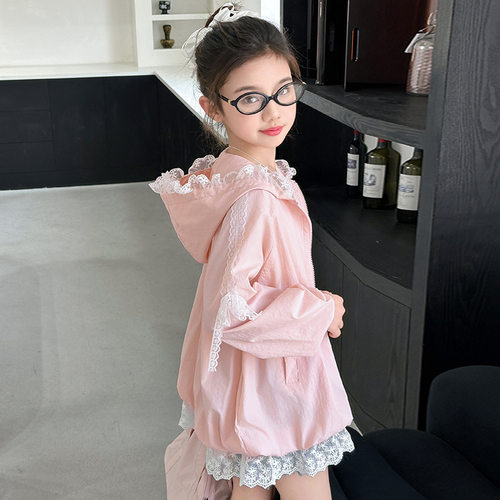 女童粉色黄色防晒衣夏季新款轻薄多巴胺洋气透气儿童防晒服外套