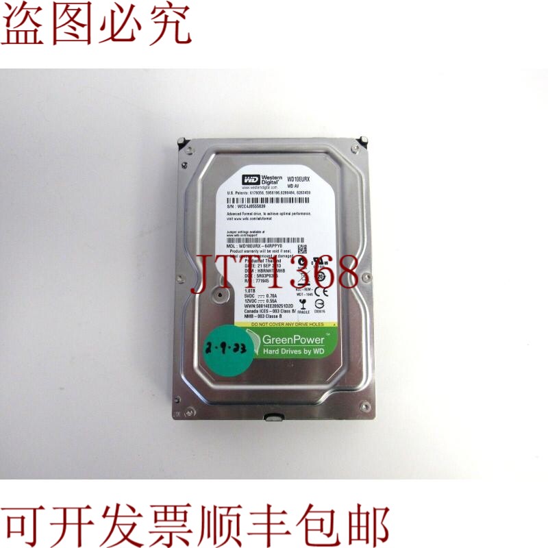 原装供应西数 WD10EURX-64RPPY0 AV-GP 1TB 5400RPM SATA 6Gbps 6