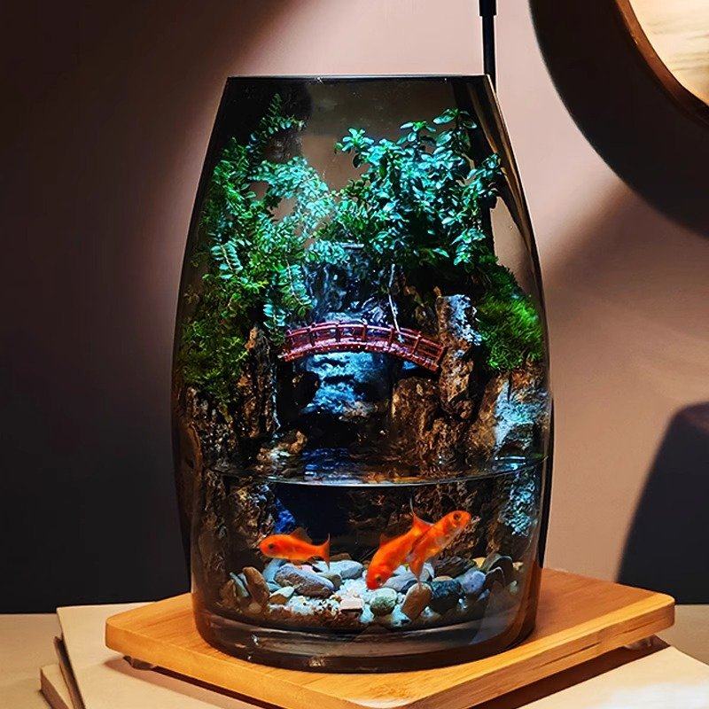 小桥流水款养鱼缸真植物苔藓微景观创意生态瓶办公室成品室内送礼,鲜花速递/花卉仿真/绿植园艺,苔藓微景观,淘宝优惠券,粉丝福利购,淘宝优惠卷