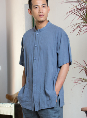 速发中X风夏凉款圆领薄衬衣上衣透气清季色 Y国S08