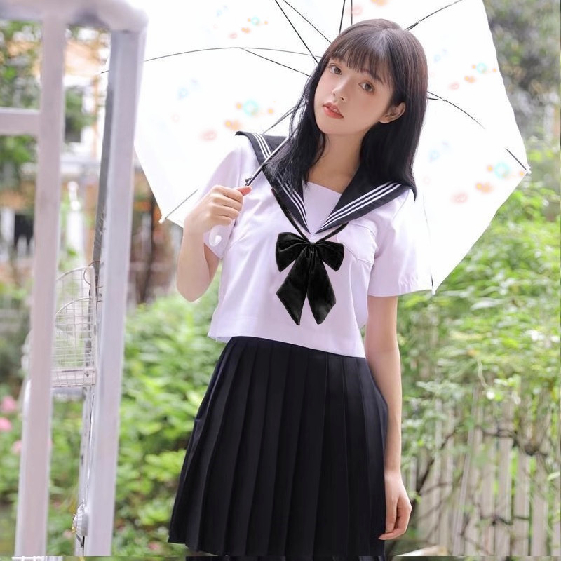 速发正套j三制服白k本学院风软妹统装海军风基础款短裙水手服