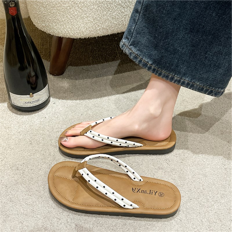 速发平底人字拖鞋夏外穿2024年新款滩尚波点海边度凉夹脚沙时假拖
