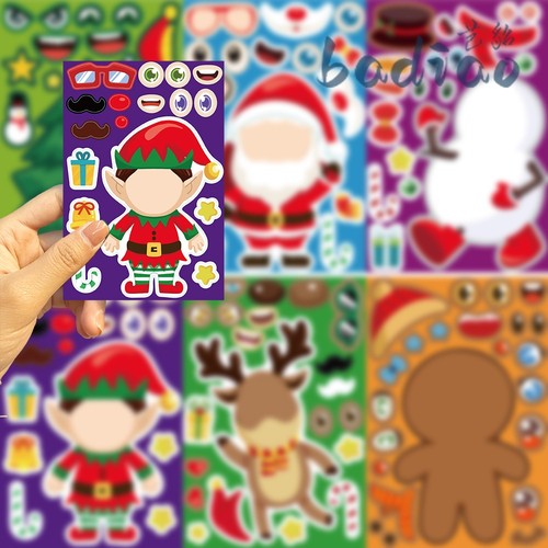 速发Cistmas圣智节圣诞树纸子互动益诞拼图贴亲手账贴纸