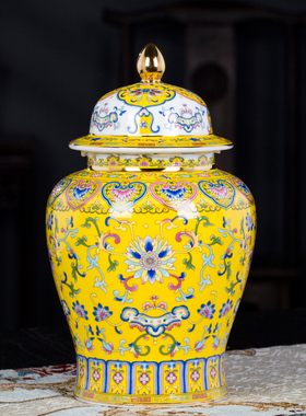 速发博德镇陶瓷器彩将军罐装饰摆件家居客厅玄工景古架瓷器关艺品