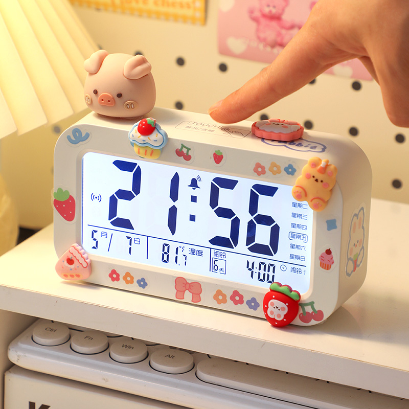 速发闹钟夜灯一体学生用神床起器面中生儿童高颜值智能桌高电子时