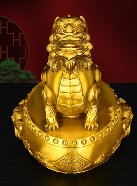 速发黄铜朝天吼摆件家居客厅玄关办公室装饰望天吼威震八方镇宅神