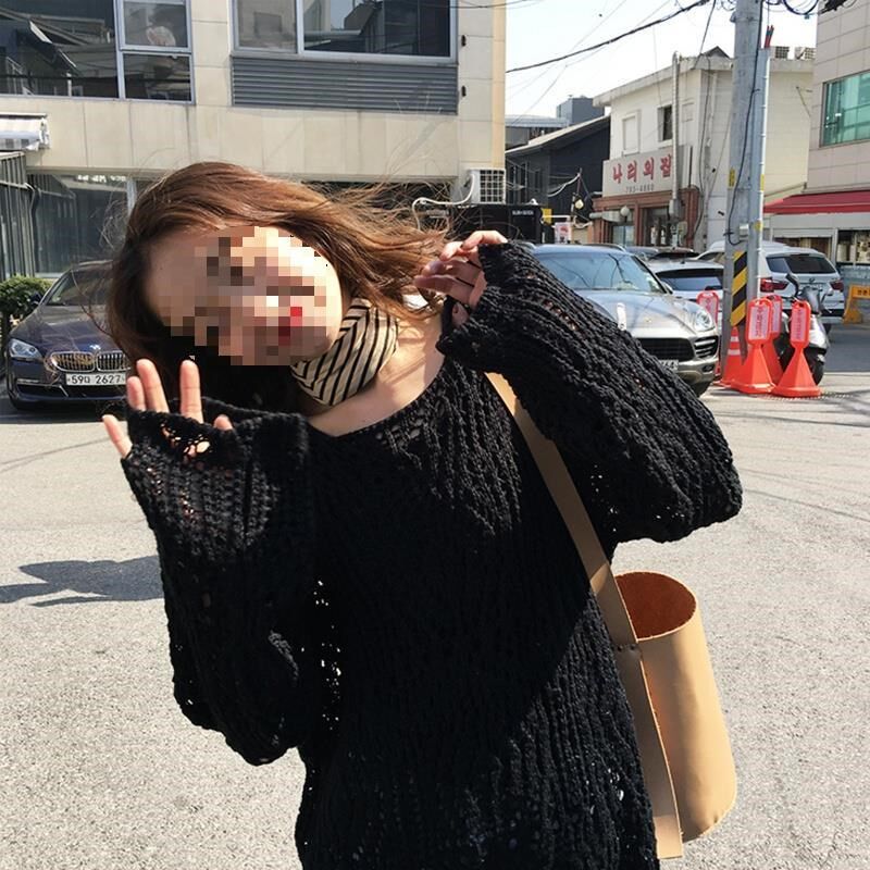 速发春秋中长款毛衣裙宽松懒慵风薄款小个子针织连衣裙钩花罩空镂