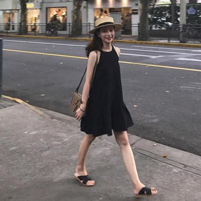 吊带无袖气质连衣裙夏季孕妇女装法式复古赫本风黑色显瘦短款裙子