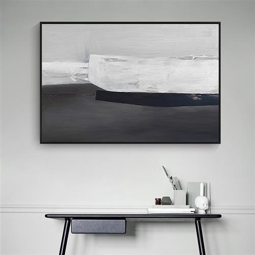 北欧约冷淡极风黑白灰抽象色块装饰画餐厅个性客厅壁挂画图片