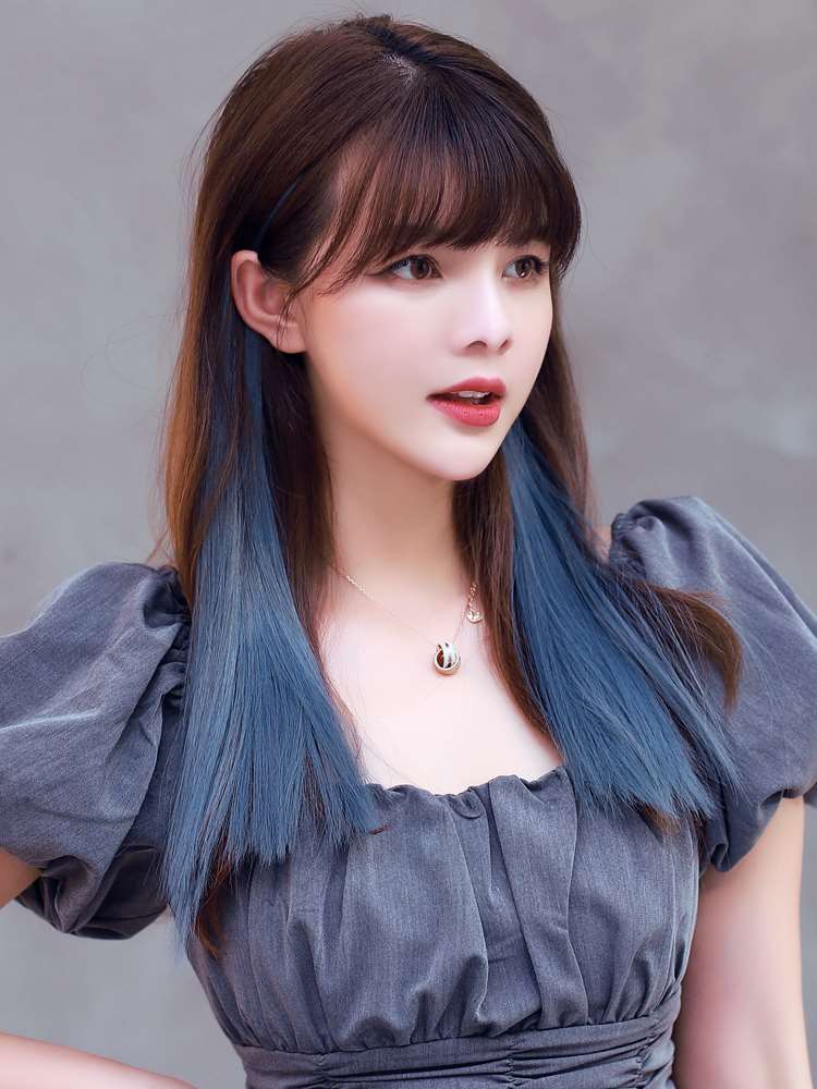 彩色2021流行色挂耳挑染真发染发烫假发片短发挂耳接发片发束无痕