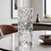 花瓶插花玻璃大筒新款 透明直面客厅富贵竹餐桌花瓶藤编欧式 摆件