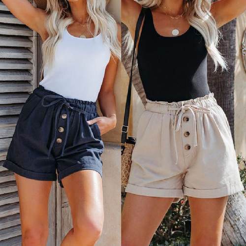 Band Cotton Leg High Elastic Wide Shorts Womens Pants Waist
