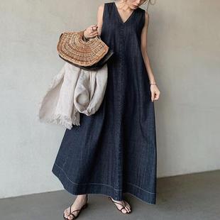 denim skirt back Japanese tie neck style Womens washed