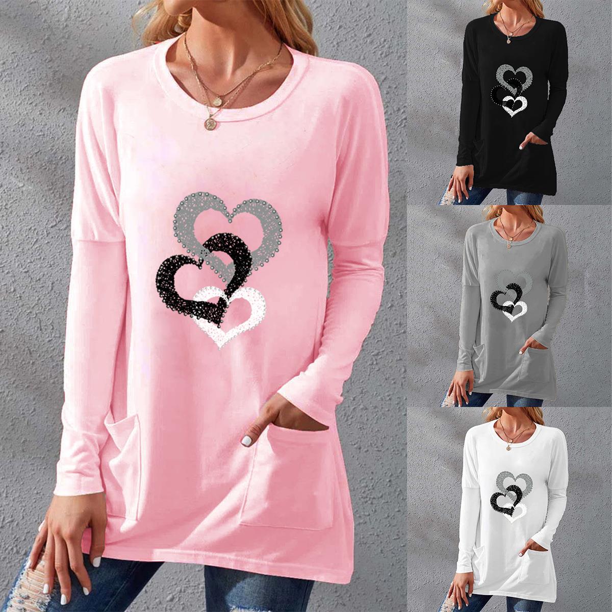 sleeve new casual round long pocket shape neck clothing