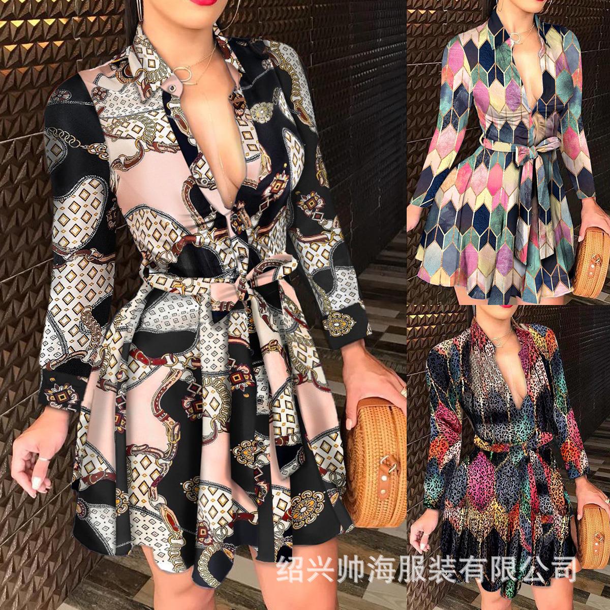 ladies skirt V-neck holiday skirt dress sleeves short sexy