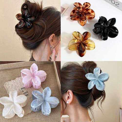 Hawaiian Gradient Flower Hair Claw Clip For Women GirlPlasti