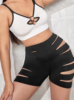 women outfits cut shorts waisted rave stripper eyelet high