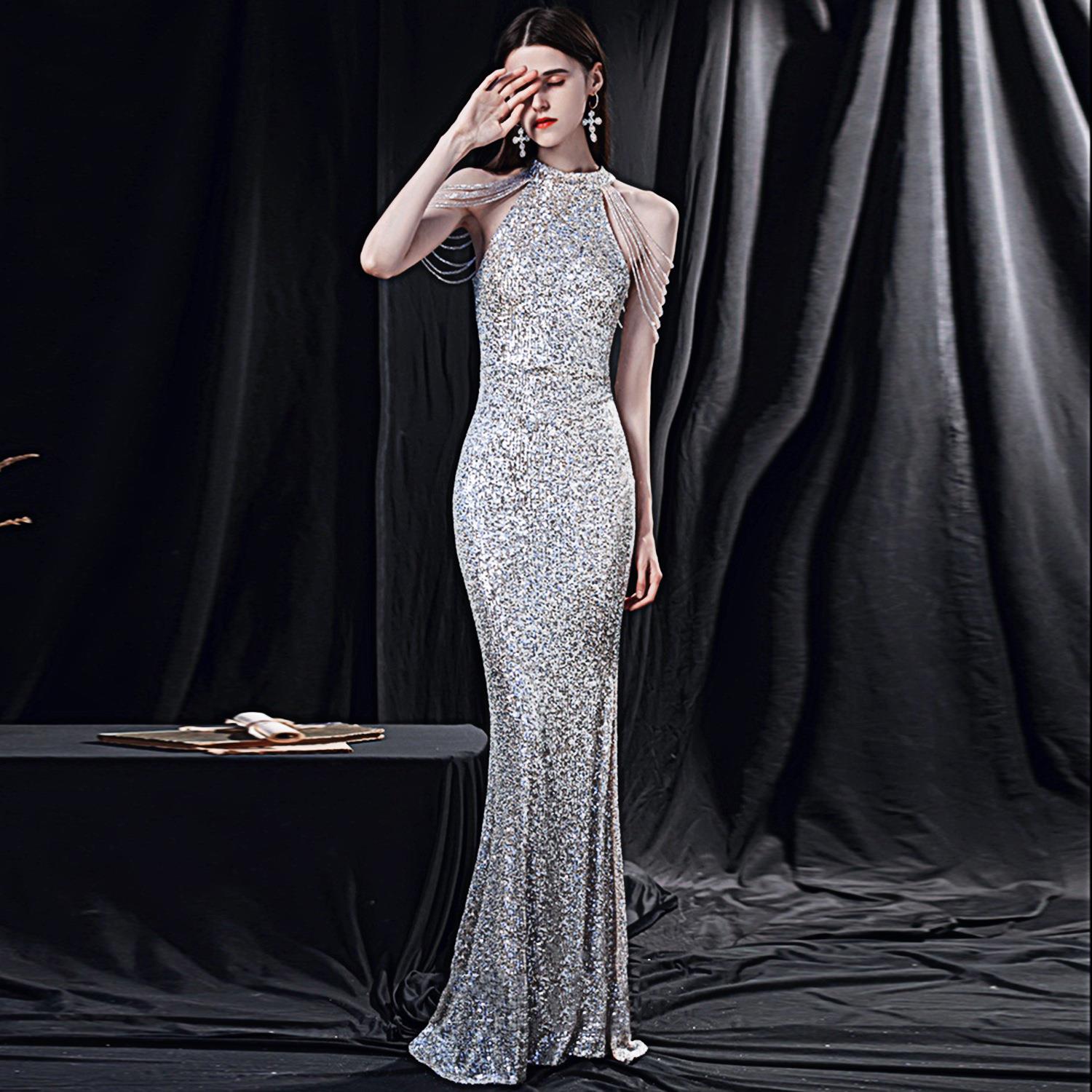 dress long sequined party evening host meeting annual