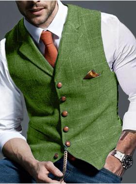 Mens casual plaid vest mens slim waistcoat mens jacket