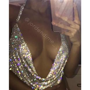low baring nightclub belly chain deep cut vest diamond