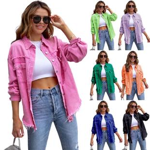 Old Lapel Denim Street for Ripped Jacket Women Fashion