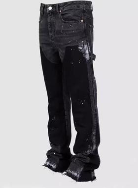 men for jeans ripped fringe pants long denim patchworks fit