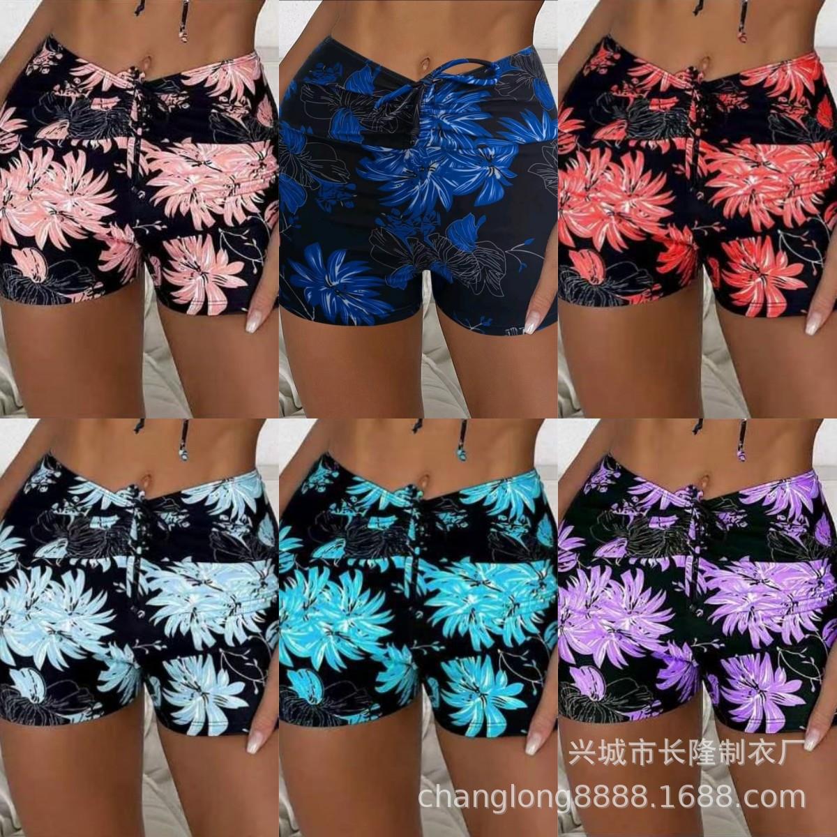 Shorts High Sports Swim Women Waist Trunks Boxer Beach