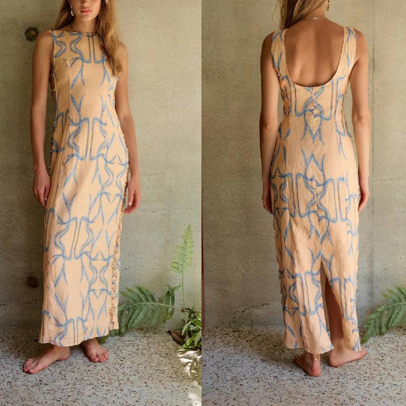women for dress hoop decorative sexy sleeveless linen and