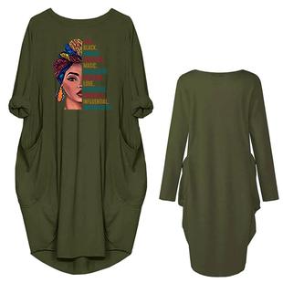 round knitted pocket size neck patch loose Pullover dress