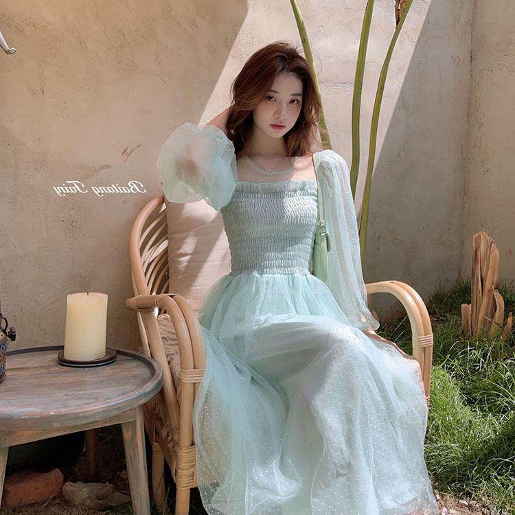 Polka Fairy Wind Freesia Mesh Dress Chime Summer Dot