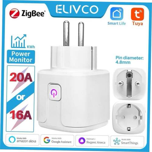 Tuya Smart Plug Zigbee EU 16A/20A Smart Socket With Power Mo