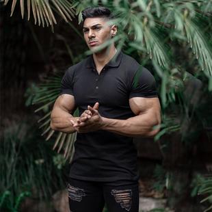 T-shirt Fitness Short Mens Training Sports Lapel Mens