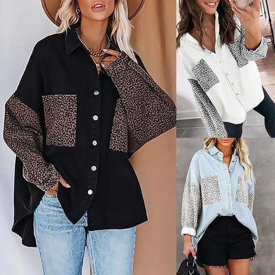 womens jacket  autumn fashion leopard print casual pocket