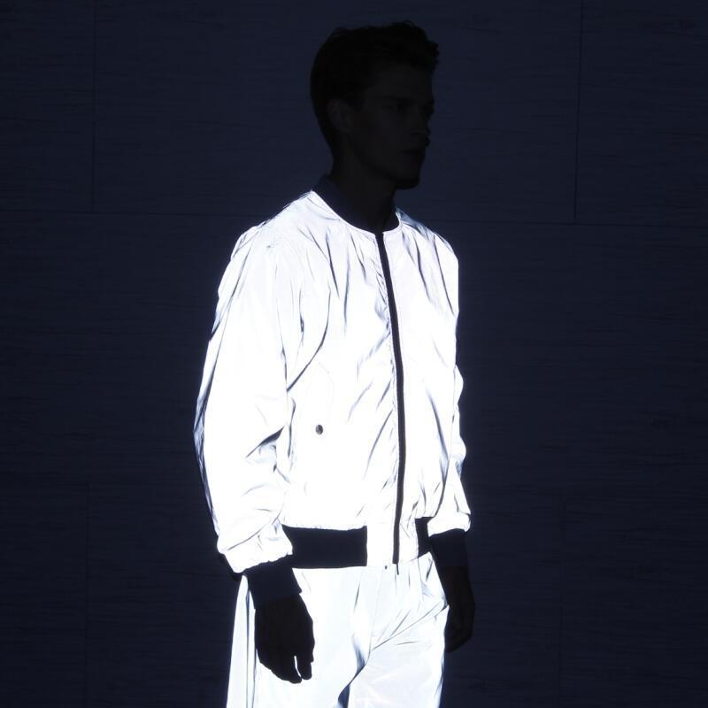 Padded reflective flight jacket fashion baseball jacket