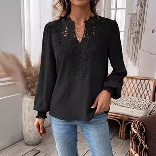 casual ladies shirt autumnwinter long lace office lady