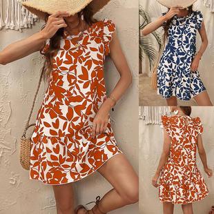 round skirt neck short fashionable loose Womens