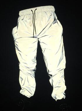 Night running reflective pants couple double layer elastic