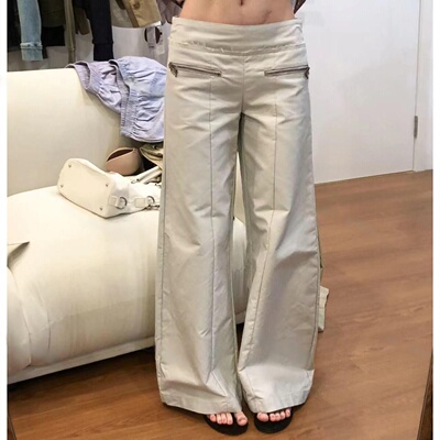 蒜尼尼低腰纯棉阔腿裤