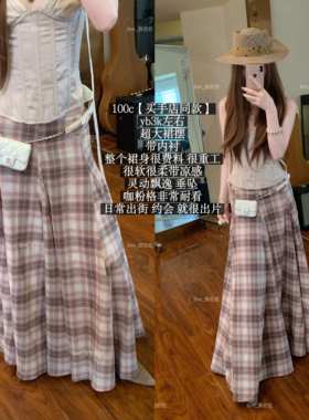 蒜尼尼【100c买手店格纹】大摆真的巨巨巨显瘦超爱的裙0100