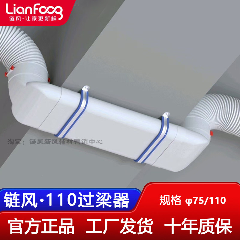 链风110过梁器ABS材质家用中央新风系统管道配件免梁打通大风量75