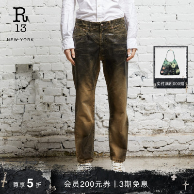 R13早秋新品修身直筒复古牛仔裤