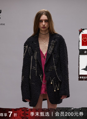【明星同款】R13 叛逆朋克风金属装饰宽松羊毛西装外套