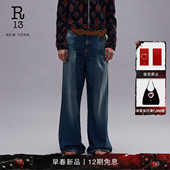 DAMON靛蓝色百褶中腰宽松阔腿牛仔裤 R13 2026早春新品