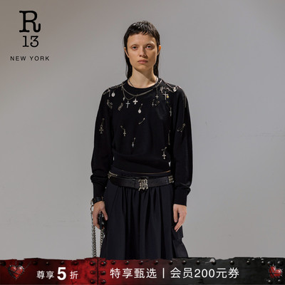 R13圆领收腰毛衣针织衫