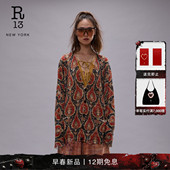 R13 毛衣开衫 2026早春新品 宽松垂坠感慵懒复古印花针织衫