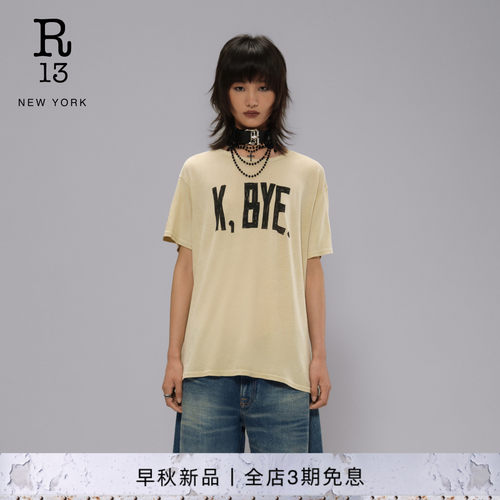 R13 2026早秋新品时尚个性字母印花圆领短袖T恤