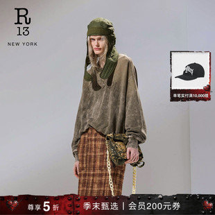 R13 末甄选 宽松休闲下摆收褶泡泡边圆领卫衣 季