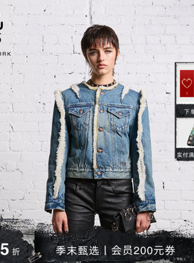 【明星同款】R13 早春系列 TRUCKER 仿羊羔绒内衬牛仔夹克外套