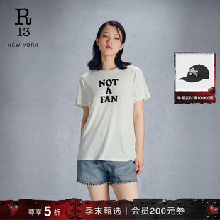 简约印花休闲宽松混纺圆领短袖 R13 T恤 明星同款